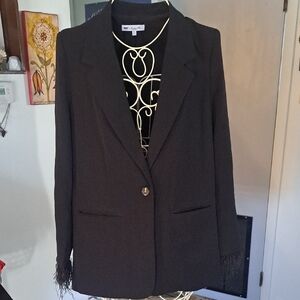 WAYF X Jourdan Sloane Blazer With Feather Cuffs, M